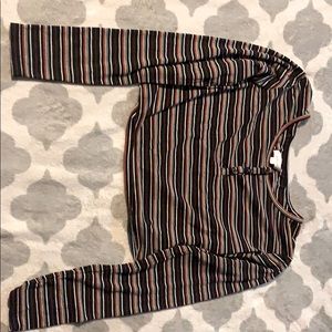 Rainbow Crop Top Half Way Button up Teenage Black